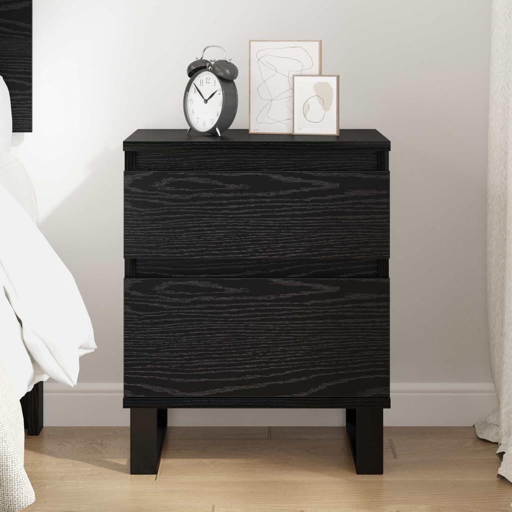 Nightstand Black Oak Effect 40 x 35 x 50 cm Engineered Wood