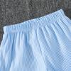 Girls' Clothing Blue and White Striped Two-Piece Shirt Set Girls' Striped Shirt + Wide-Leg Pants