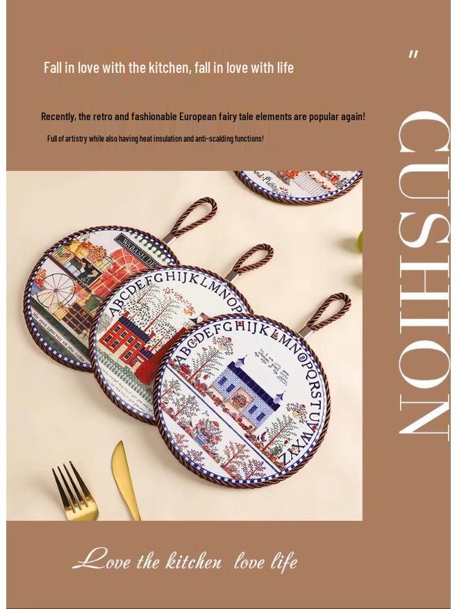 High-Temperature Resistant Retro Enamel Pot Mat – Anti-Scald Pad for Ceramic Tableware