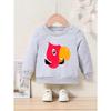 Kids' Cartoon Bird Print Crew Neck Sweatshirt - Regular Fit, Casual Style, Applique Detail