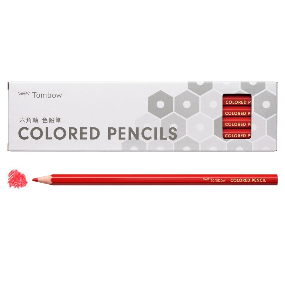 Tombow Colored Single Hexagonal 1 Dozen Pencil, Color, Red, Barrel, (12 pencils) CY-K25