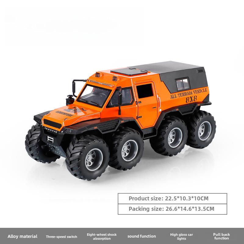 

1:24 Модель автомобиля Conqueror Shaman 8X8 из сплава со звуком и светом, игрушечный внедорожник