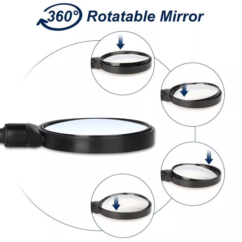 2 Pièces Longs Miroirs Rétroviseurs de Guidon de Vélo 360 Degrés Vélo de Montagne Vélo de Route Moto Flexible Tuyau Miroir Rétroviseur Réglable