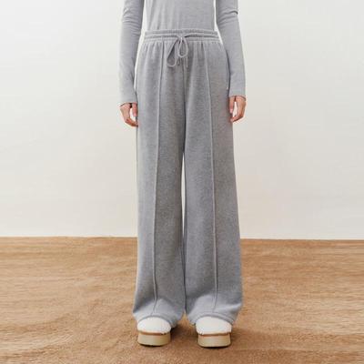 LEDING Embroidered Drawstring Fleece Knit Pants