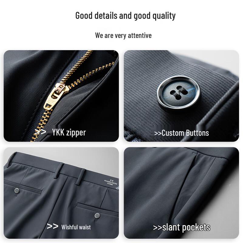 ROMON Men's High-Stretch Wrinkle-Resistant Straight-Leg Business Pants