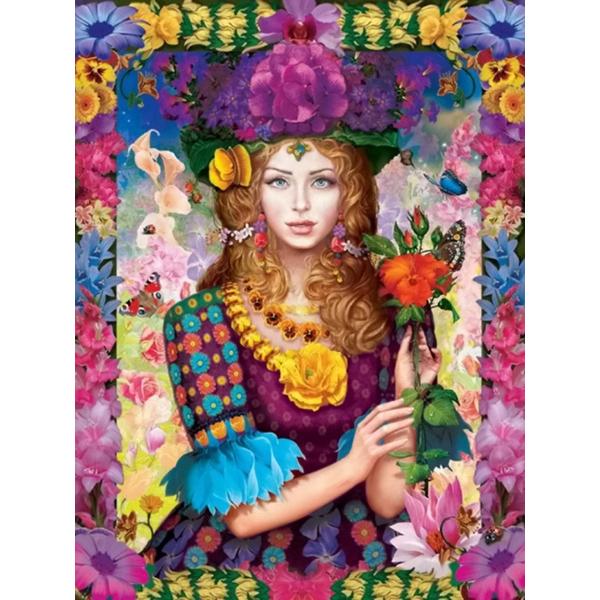 Diy Full Round Diamond Painting Woman 5D Diamond Embroidery Flower Mosaic Portrait Rhinestone Handmade Hobby Decor