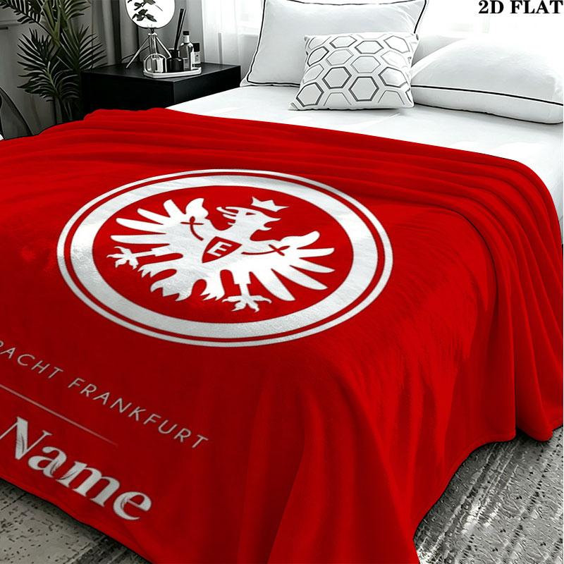 1PC Eintracht Frankfurt Custom Name Patterned Flannel Blanket Suitable For All Seasons for Home Decor Warmth and Comfort Gifts Holiday Present