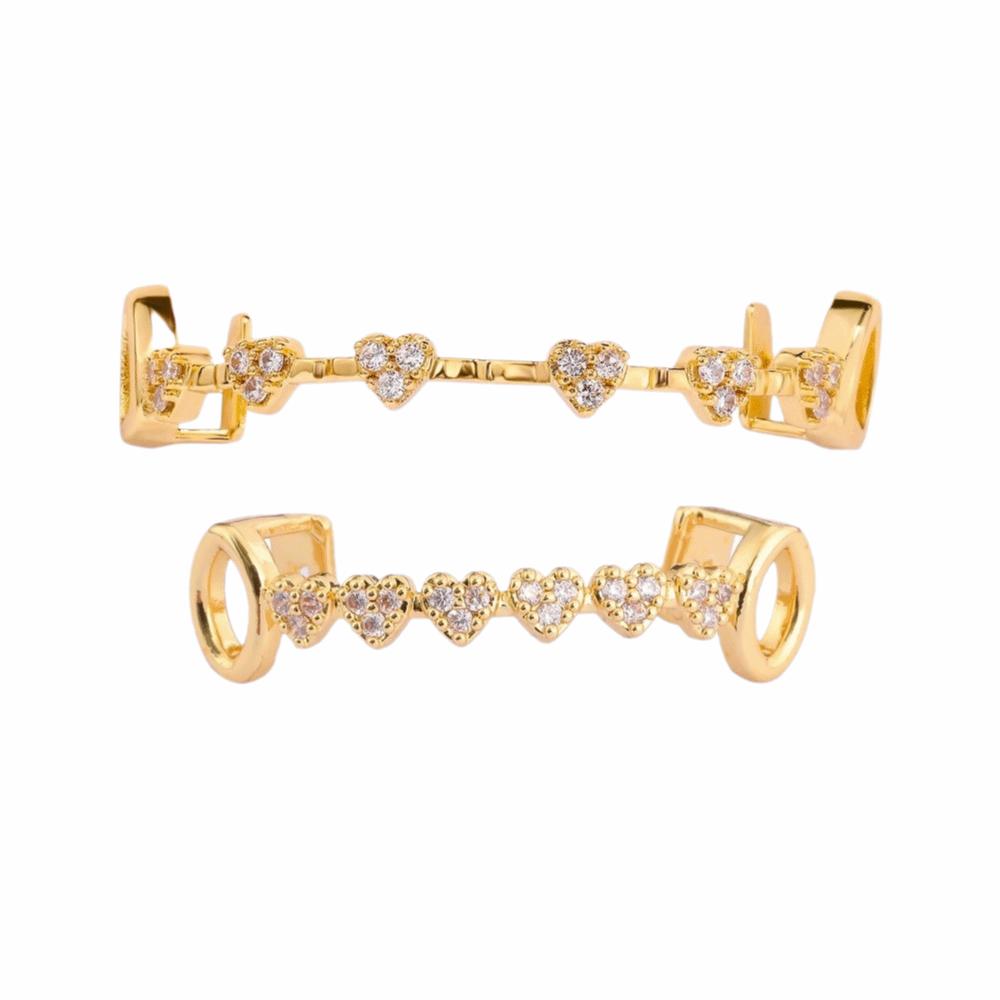 Double Glossy Charm Teeth Grillz Hip Hop Tooth Caps Gift Love Drill Braces  Dental Crown