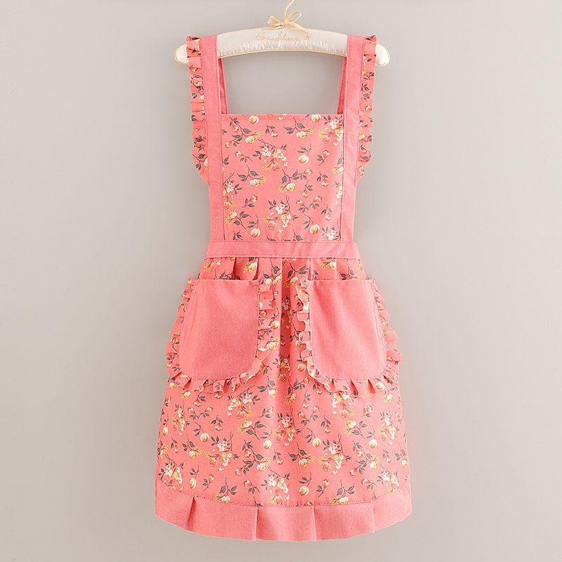 Women s Apron - Summer Lightweight Kitchen Canvas Household Apron - Durable and Breathable Work Apron pink (single piece)