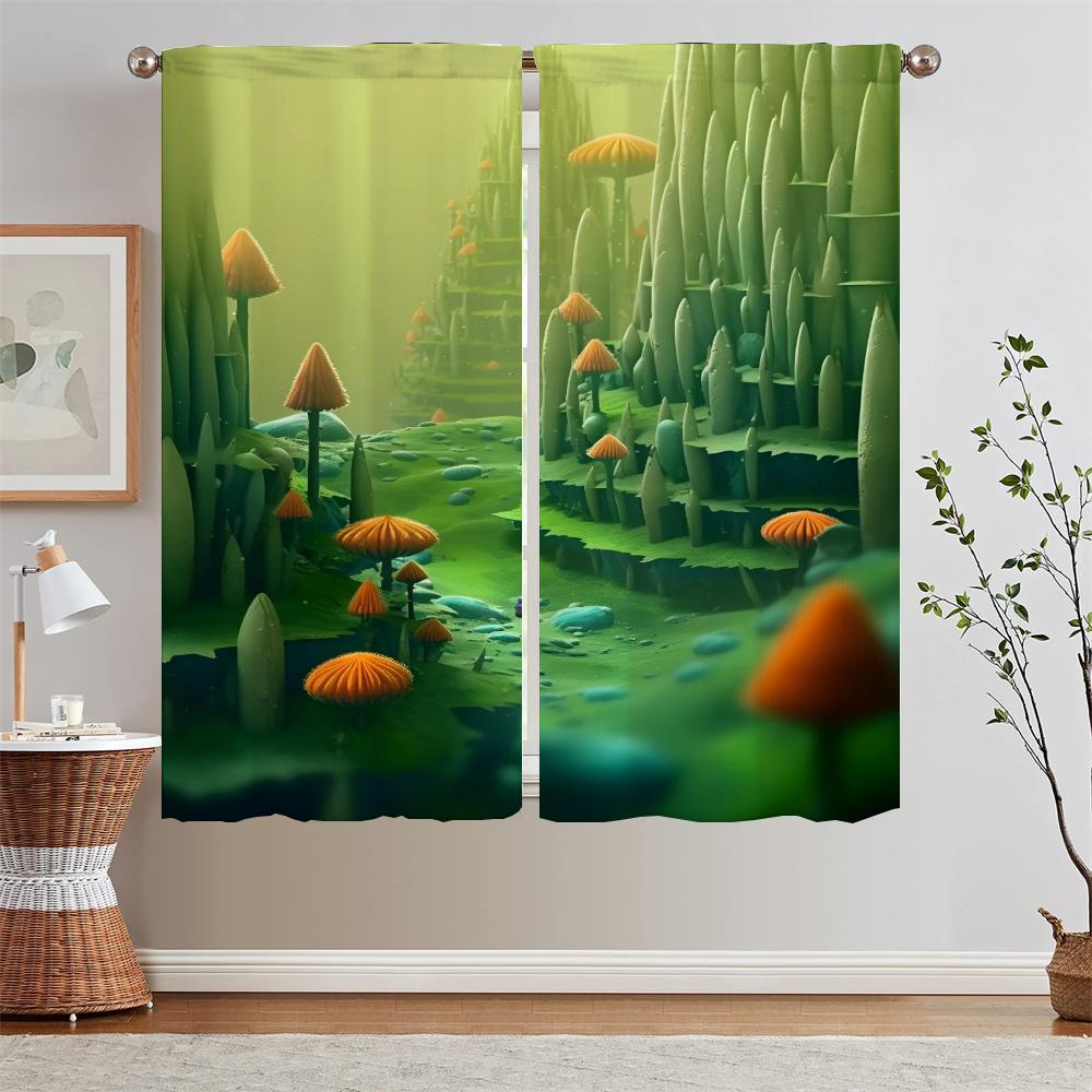 Mushroom World Ready Curtains Cheap Things With Free Shipping for Home Tentacles Curls Short Window Curtains Beaded Curtain Room