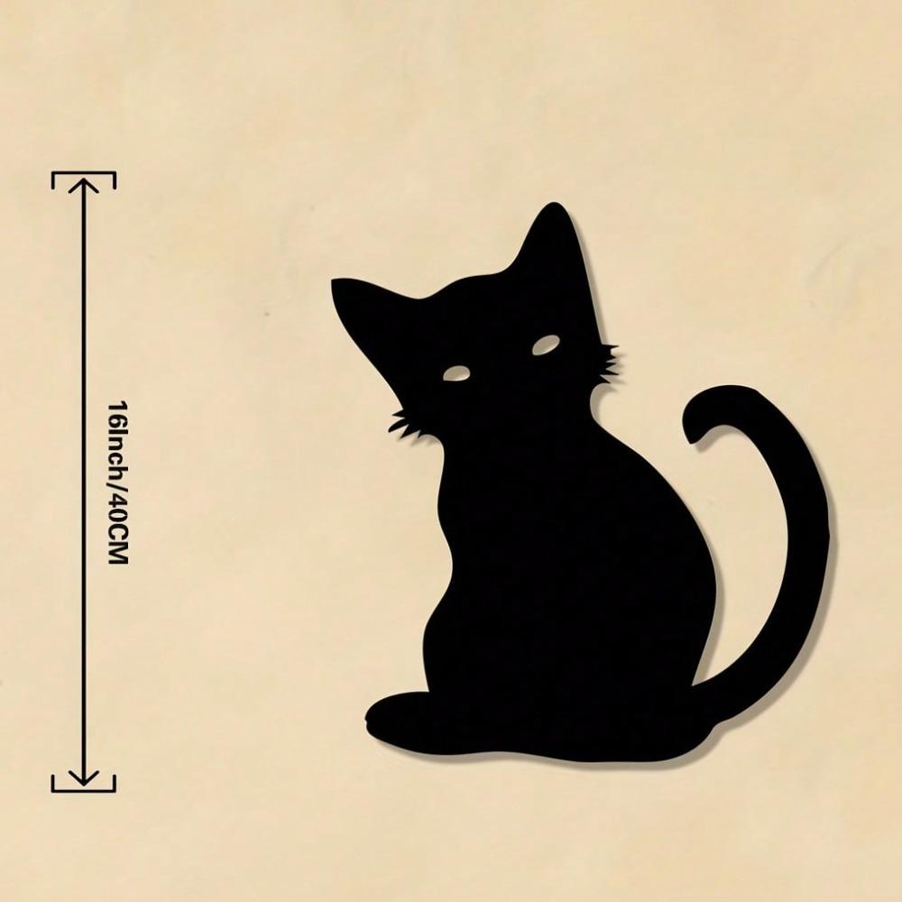 Wall Art Metal Cat Silhouette Hand Forged Iron Decor Modern Home Living Room Bedroom