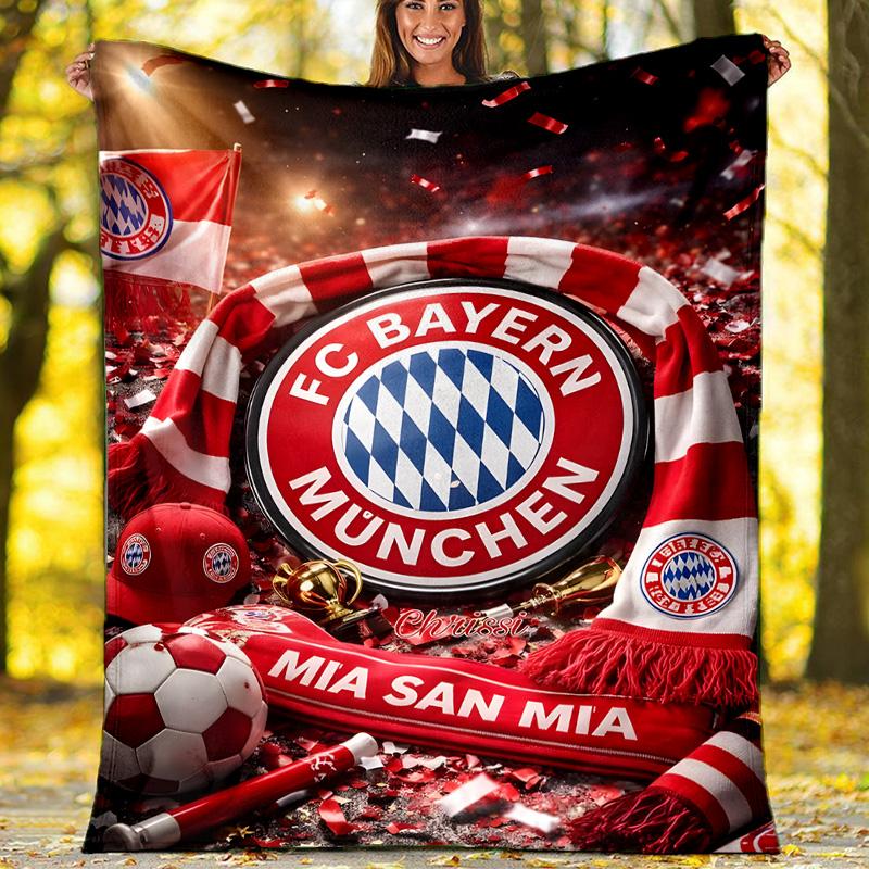 1pc B-Bayern Munich (6) Theme Blanket - Digital Print, Polyester, Cozy for All Seasons, Perfect for Outdoor, and Travel