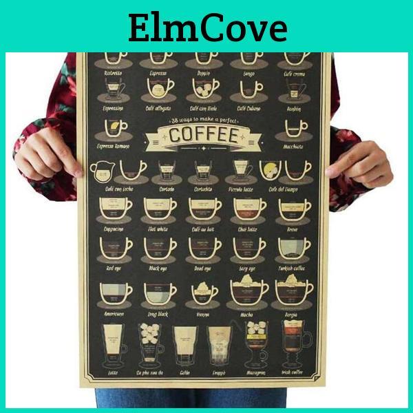 Nostalgic Vintage Bar Cafe Decoration Premium Quality Kraft Paper Poster For Wall
