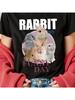 RARRIT Letters Bunny Bunny Pattern Ladies Short-Sleeved T-Shirt Summer Daily Coat Casual Wounisex Wear