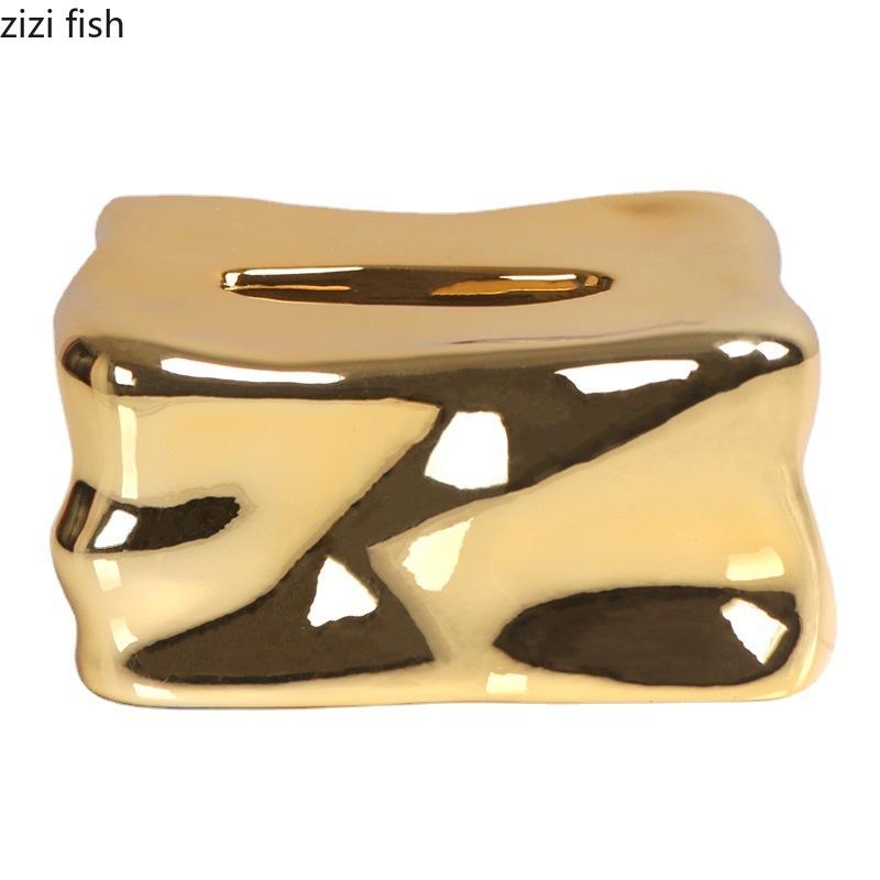 Galvanisierte Taschentuchbox aus Harz, Spiegelornament, Desktop-Schminkspiegel, Serviettenboxen, Papierbox, Taschentuch-Aufbewahrungsboxen, Home Organizer