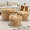 Seagrass & Cotton Round Baskets with Lids – Natural – Set of 3