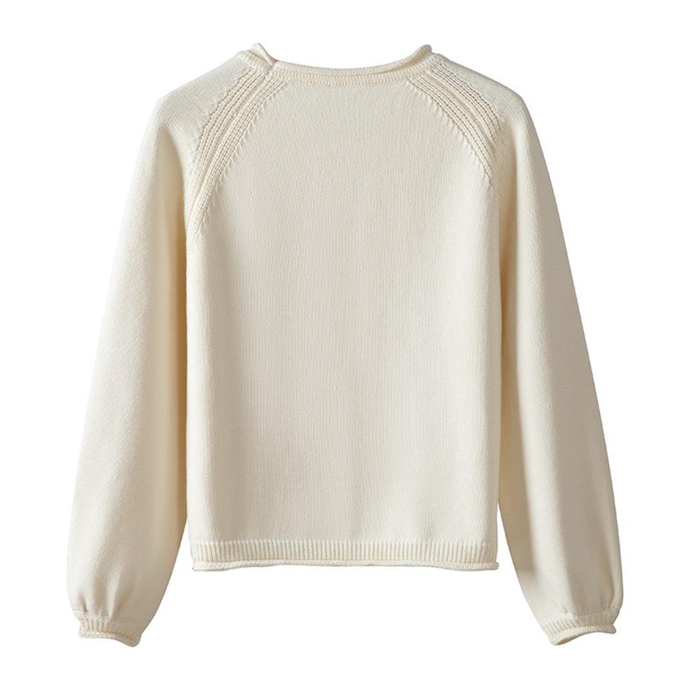 Women's Crew Neck Long Sleeve Raglan Knit Sweater Regular Fit Casual Pullover for Autumn Spring