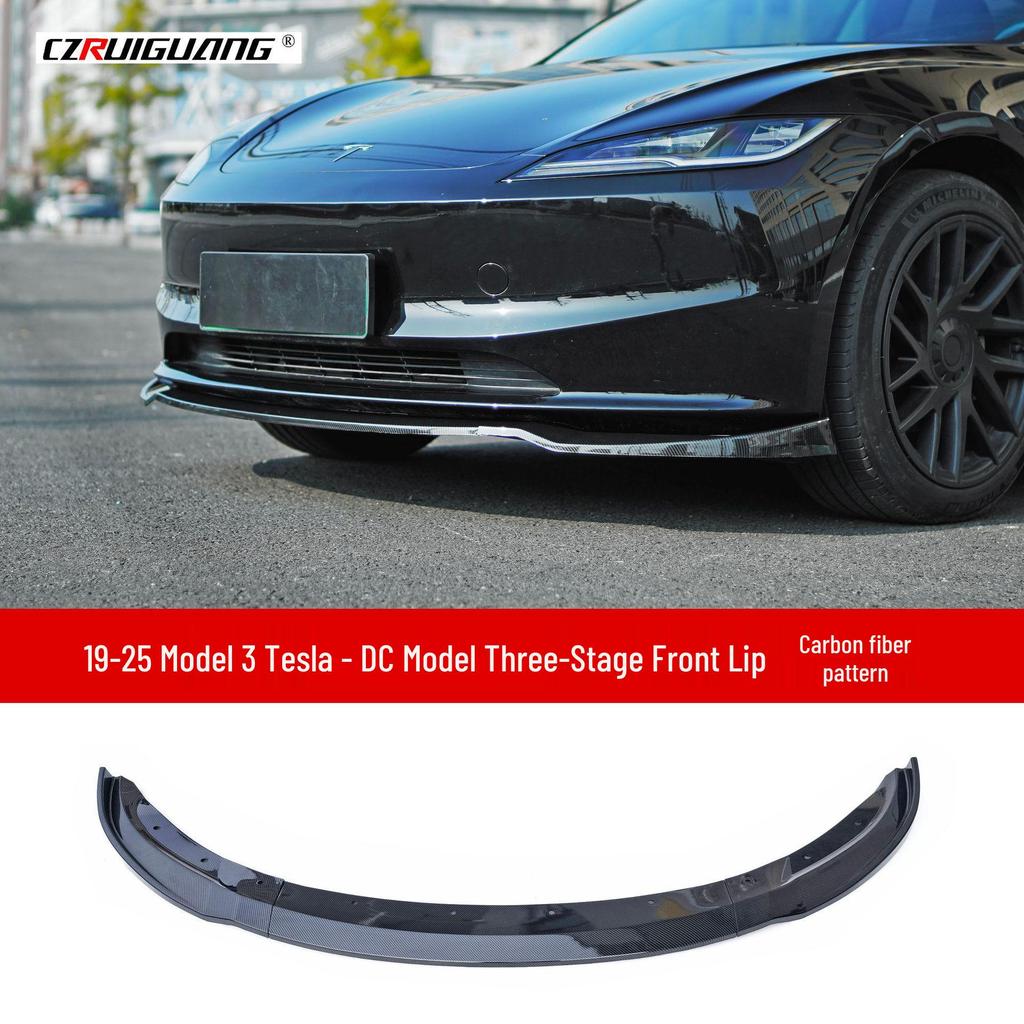 Tesla Model 3 (2019-2025) Front Lip Body Kit with Louvers, Side Skirts, Rear Diffuser, and Tail Wing (Hole-Free Design)