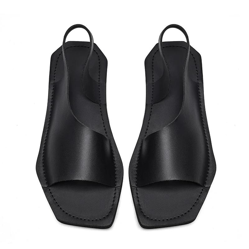 Fashion Outdoor Men's Slippers Simple Sandals For Men Leather Flip-flops Cool Mop Summer Beach Flats Casual Male Shoes Half Drag Shoe