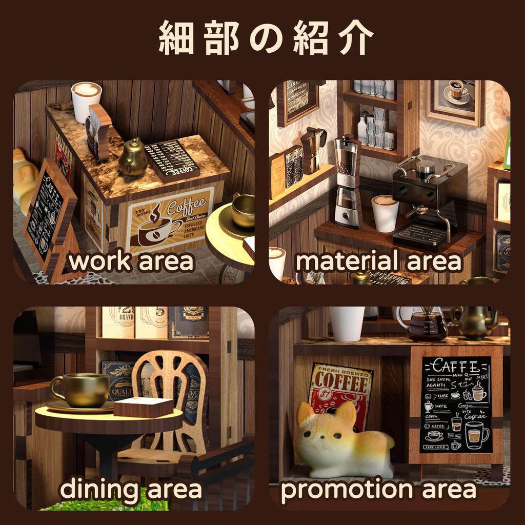 CRESYMME Dollhouse Miniature Kit, Wooden 3D Puzzle, DIY, Handmade, for Adults (Country Coffee Shop)