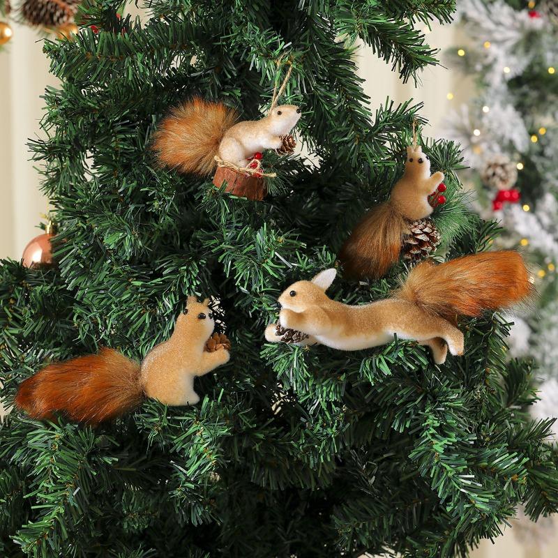 Foam Cartoon Simulation Squirrel Pendants, Christmas Tree Decorations, Scene Arrangement Ornaments, Props