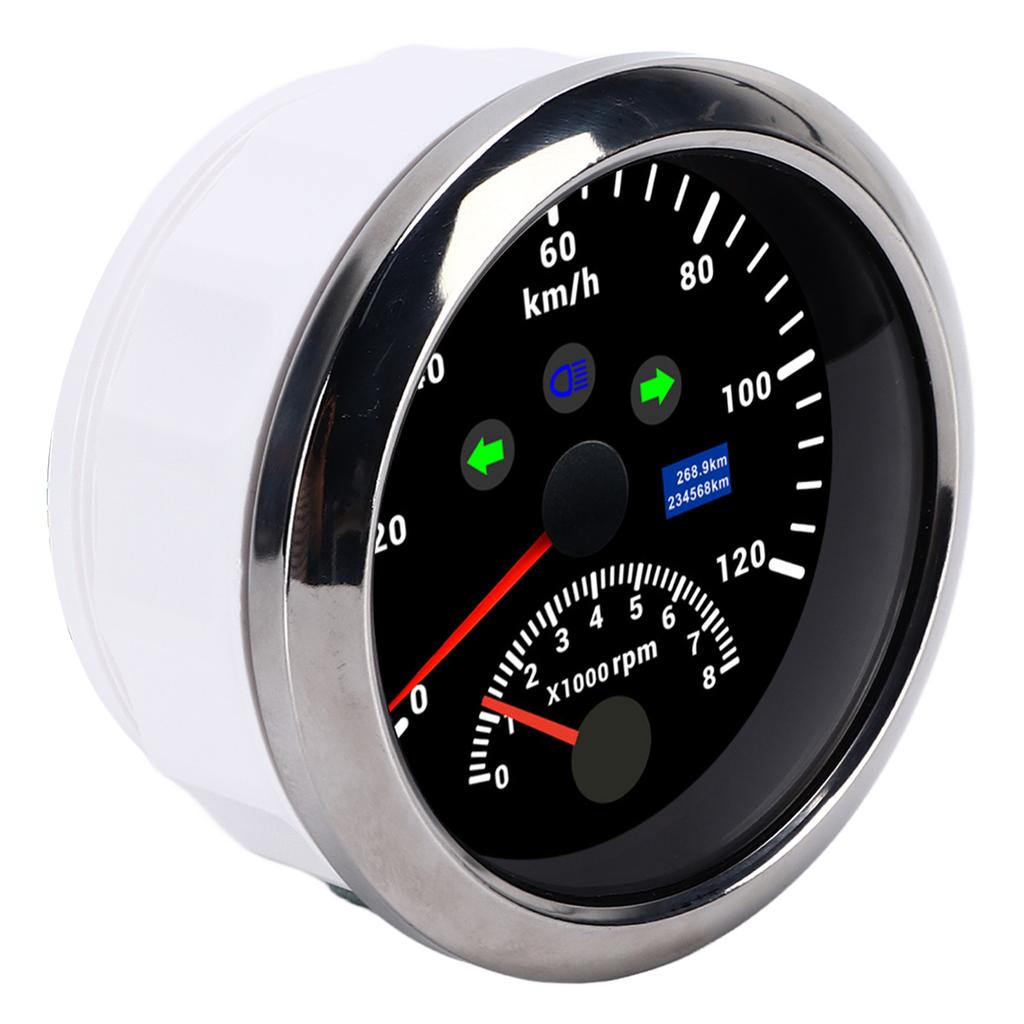 85mm 120kmCelsiush GPS Speedometer 0‑8000rpm Tachometer Gauge LCD Multicolored Backlight for Car Boat Yacht RV Truck