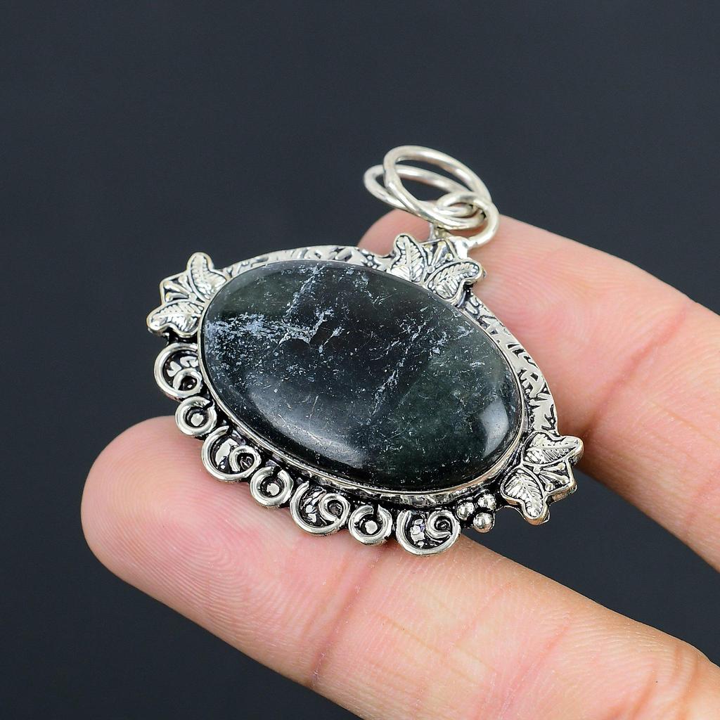 Natural Nepharite Gemstone Indian Jewelry 925 Sterling Silver Pendant For Women