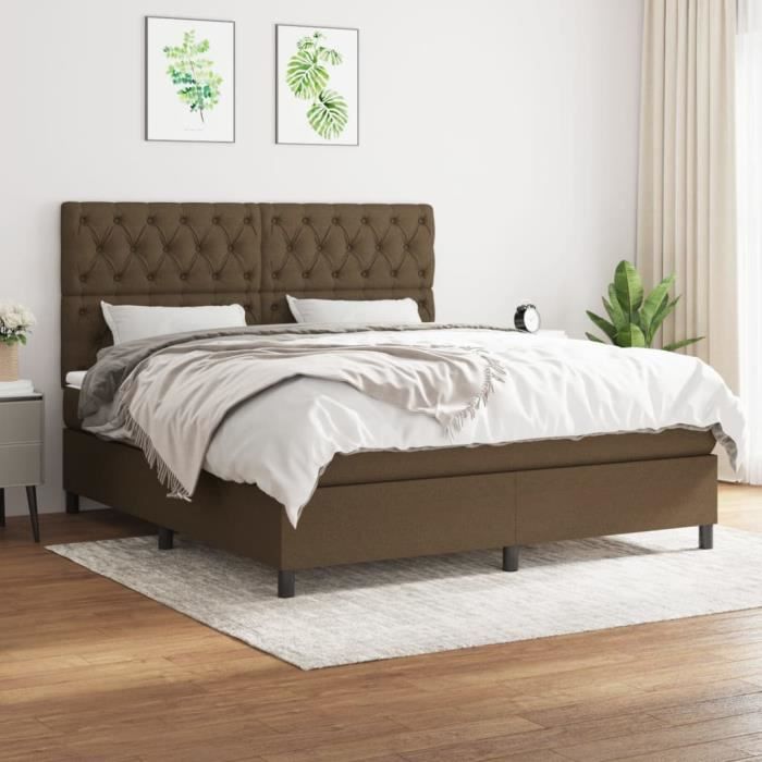 3142028 vidaXL Divan Bed with Mattress Dark Brown 160x200 Cm