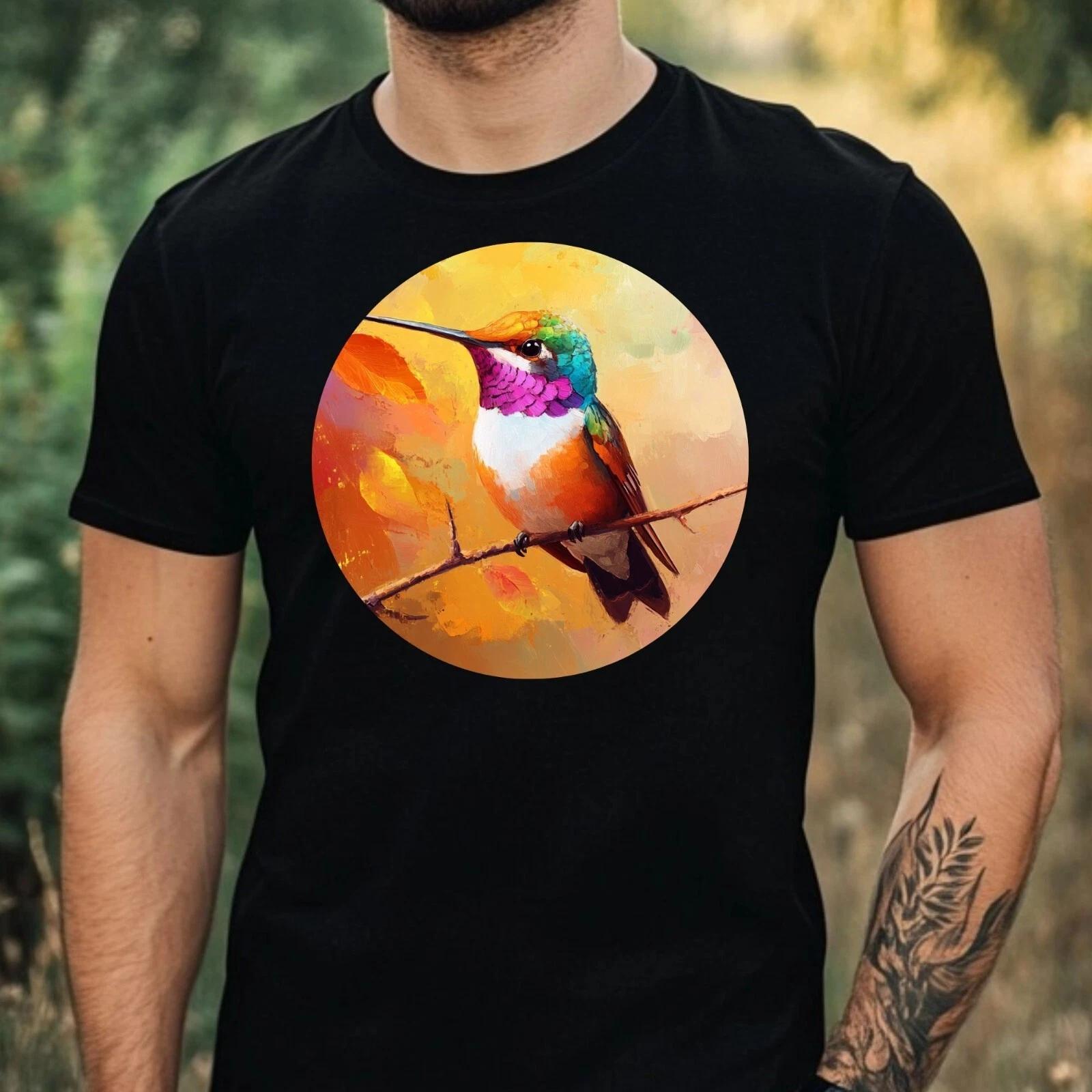 T-Shirt Herren Kolibri Portrait Motiv Baumwolle Größe XS bis 5XL S