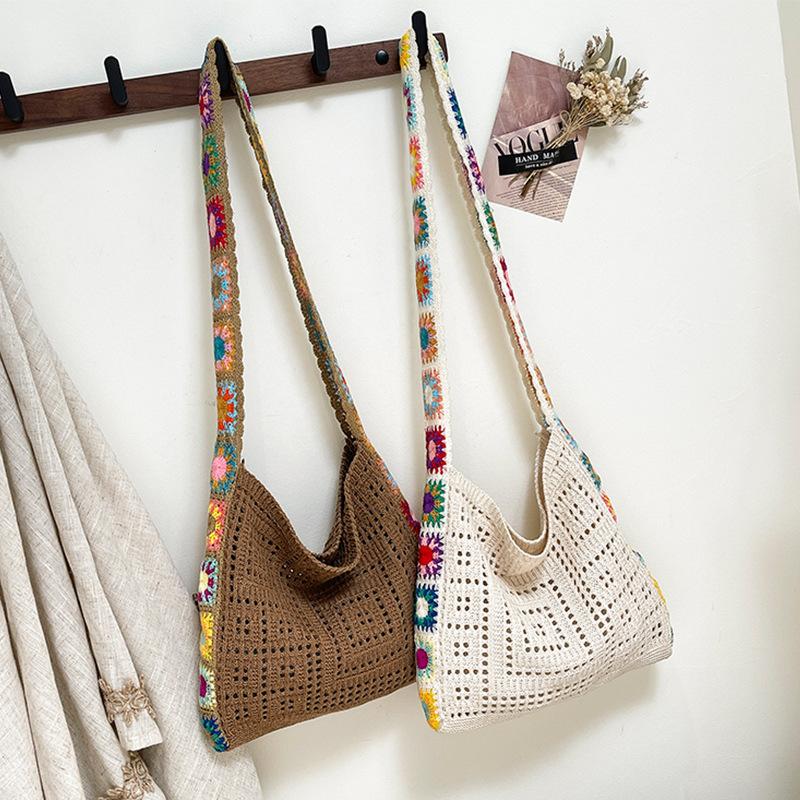 Korea Dongdaemun Fashion Knitted Bag Bohemian Knitted Bag Crossbody Bag Shoulder Bag Hand Hook Bag Women's Bag