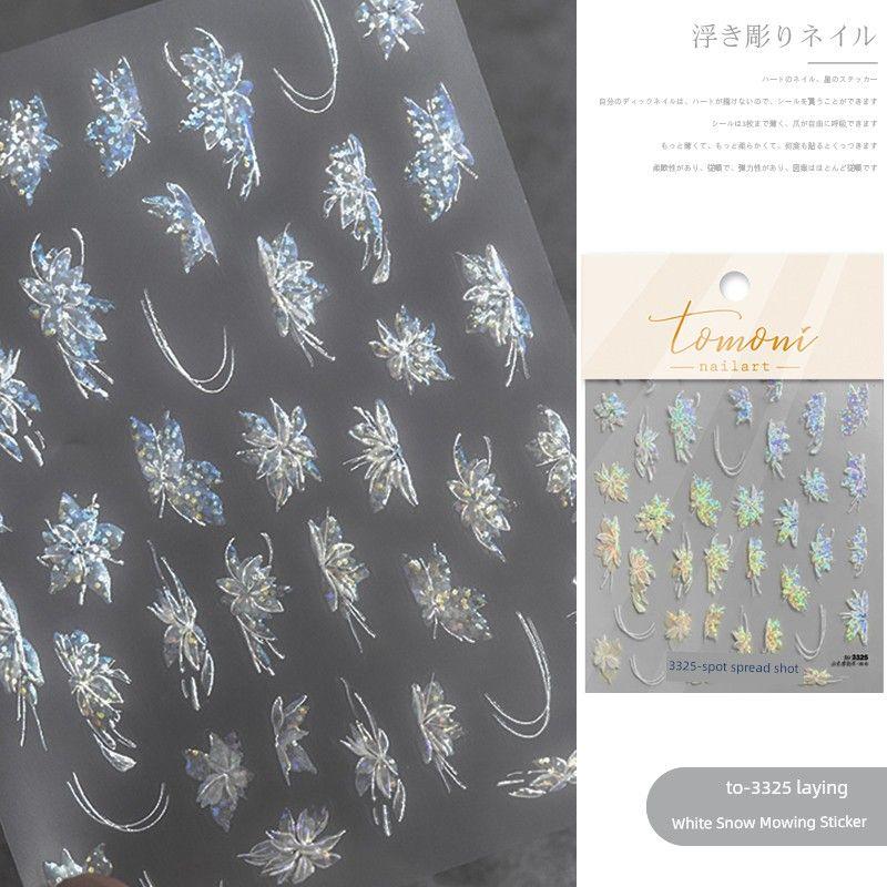 

Popular Elegant Bright Crystal Semi-Transparent Flower Thin Tough Nail Stickers to 3325 Laser