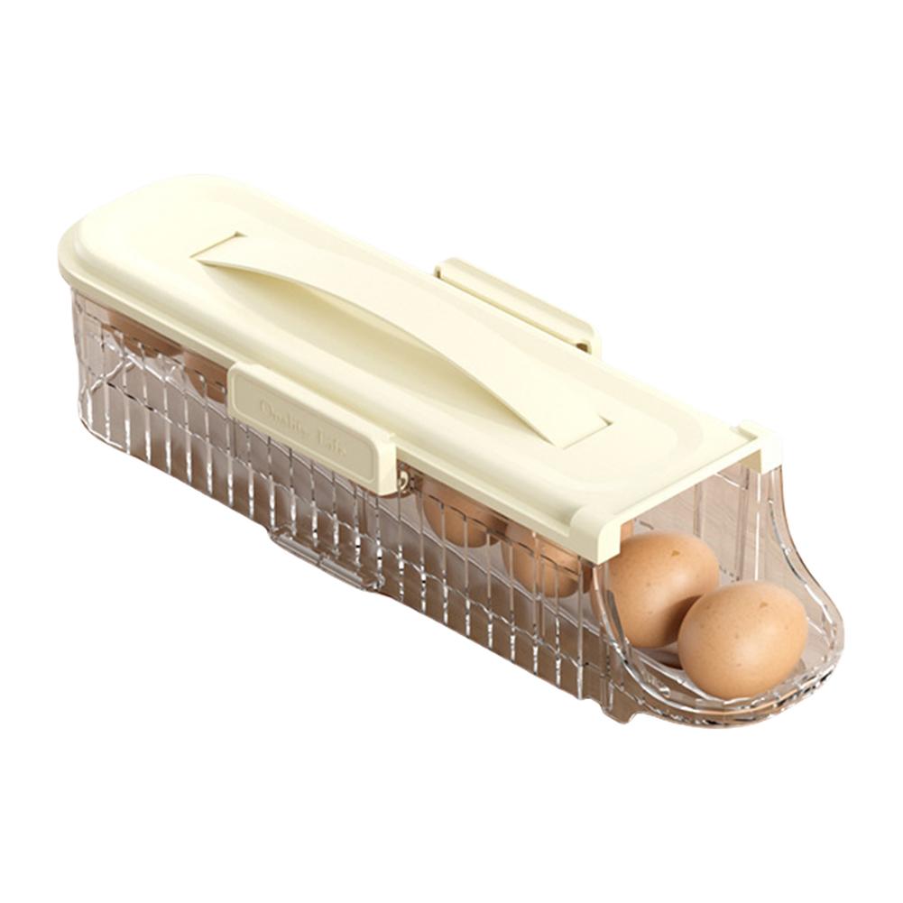 Диспенсер для яиц в холодильнике, автоматический лоток для яиц на 1/2/3 яруса, органайзер для кухонного лотка для хранения яиц на обеденном столе 1 Row 1 Layer белый