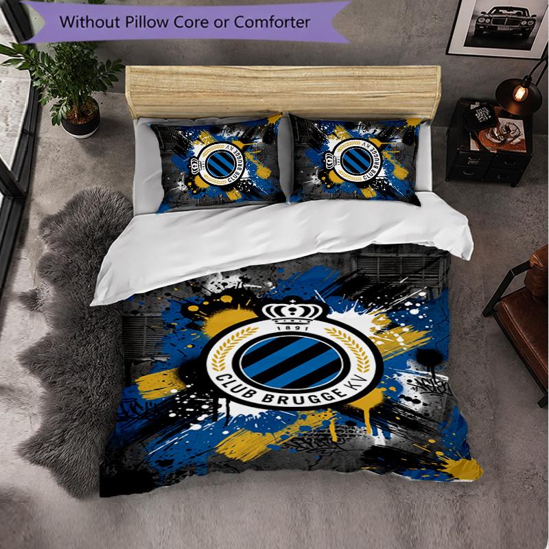 Biancheria da letto a tema Club Brugge FC Set 3 Pezzi Copripiumino Biancheria da letto Decorativa Per Camera Adolescenti Decorazione Casa