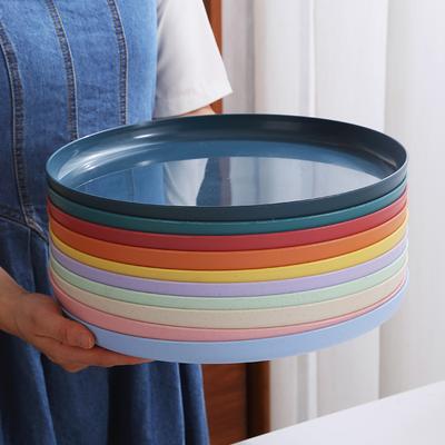 Inyahome 1/4 stuks Lichtgewicht Tarwestro Platte Borden Onbreekbaar Plastic Dinerborden Servies Sets Volwassenen Kinderen Studenten Borden