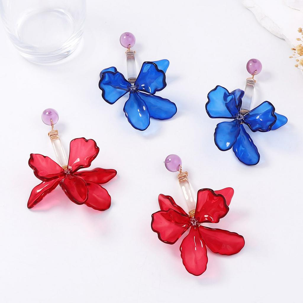 Bohemian Personality Trend Creative Design Sense Exaggerated Acrylic Flower Leaf Earrings Women
