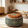 Round Shape Fillable Ottoman Pouf PU Leather Round Pouf Cover New Floor Seat Cushion  Home Use