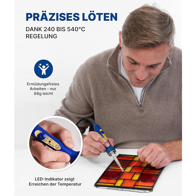 HAKKO FX601-01 Dial-Type Temperature Control Soldering Iron, High Heat Capacity, for Stained Glass