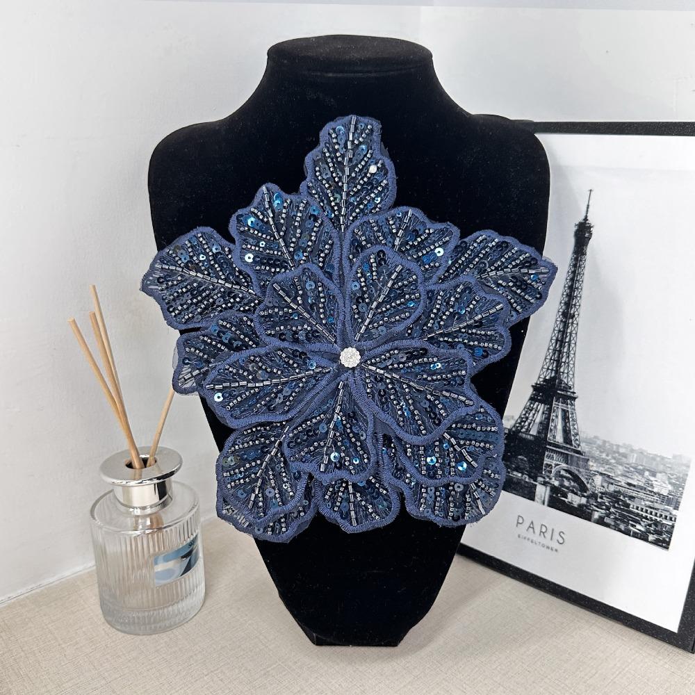 DIY Polyester Fibre Chest Flower Embroidery Colorful Applique Clothing Fabric Multi-layer Sequin Dress Decoration Clothing