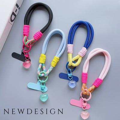 Lanière de téléphone portable tressée universelle, sangle, chaîne d'accrochage étoile de dessin animé, cordon avec patch, bracelet de poignet pour téléphone portable, amovible