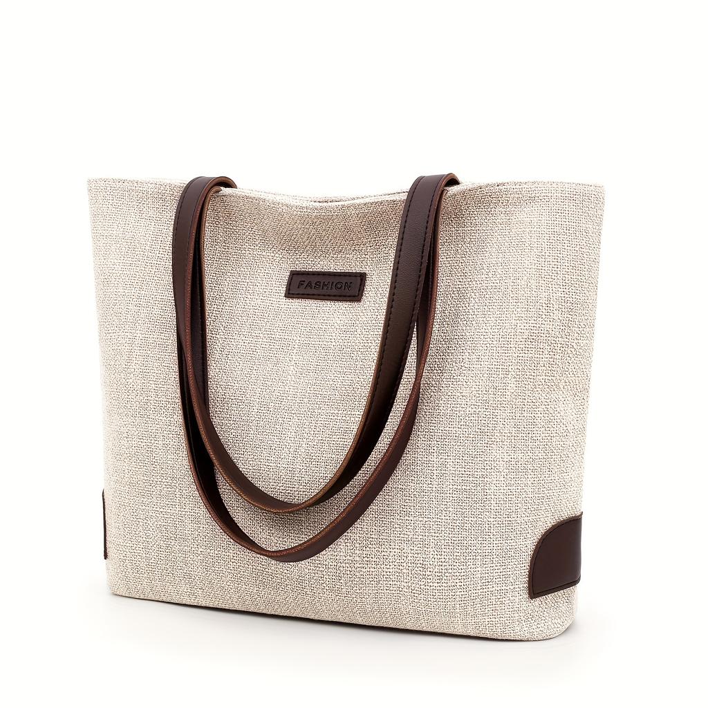 Brown Strap, Zipper Closure, Spacious Handbag for College, Work, Everyday Use - Durable & Easy-Clean Design