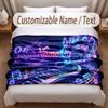 Music Piano Theme Soft Blanket Personalized Custom Name Text Print Warm Blanket Home Sofa Bedroom Decor