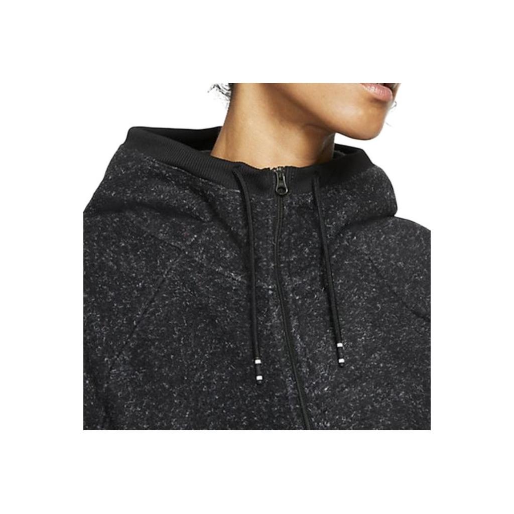 Nike Solid Color Hooded Zip-Up Drawstring Long Sleeve Sweatshirt Women Tops Black BV5267-010