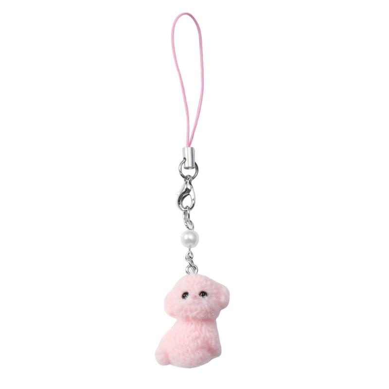 Cute Pendant Plush Flocking Phone Charm Flocking Puppy Bear Mobile Pendant Soft Phone Hanging Decoration for Daily Use