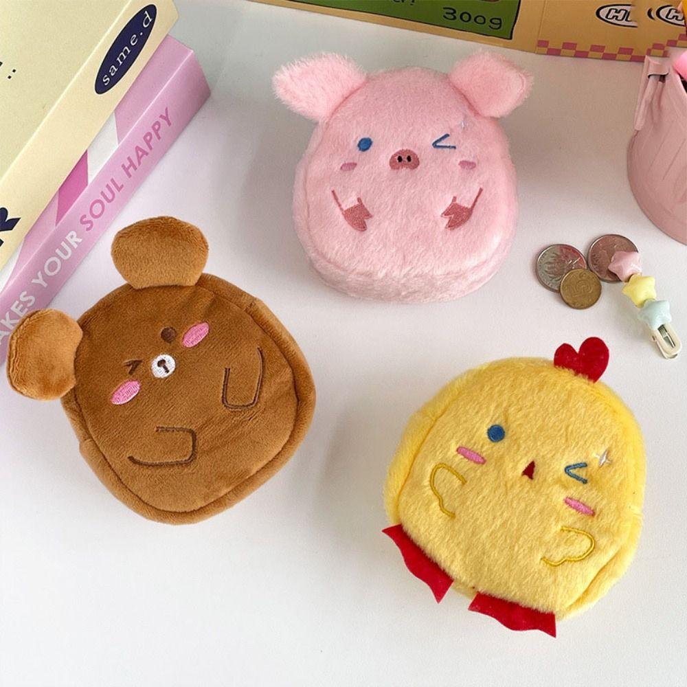 

Animal Cartoon Storage Bag Chicken Plush Earphone Bag Portable Pig Plush Coin Purse Girls