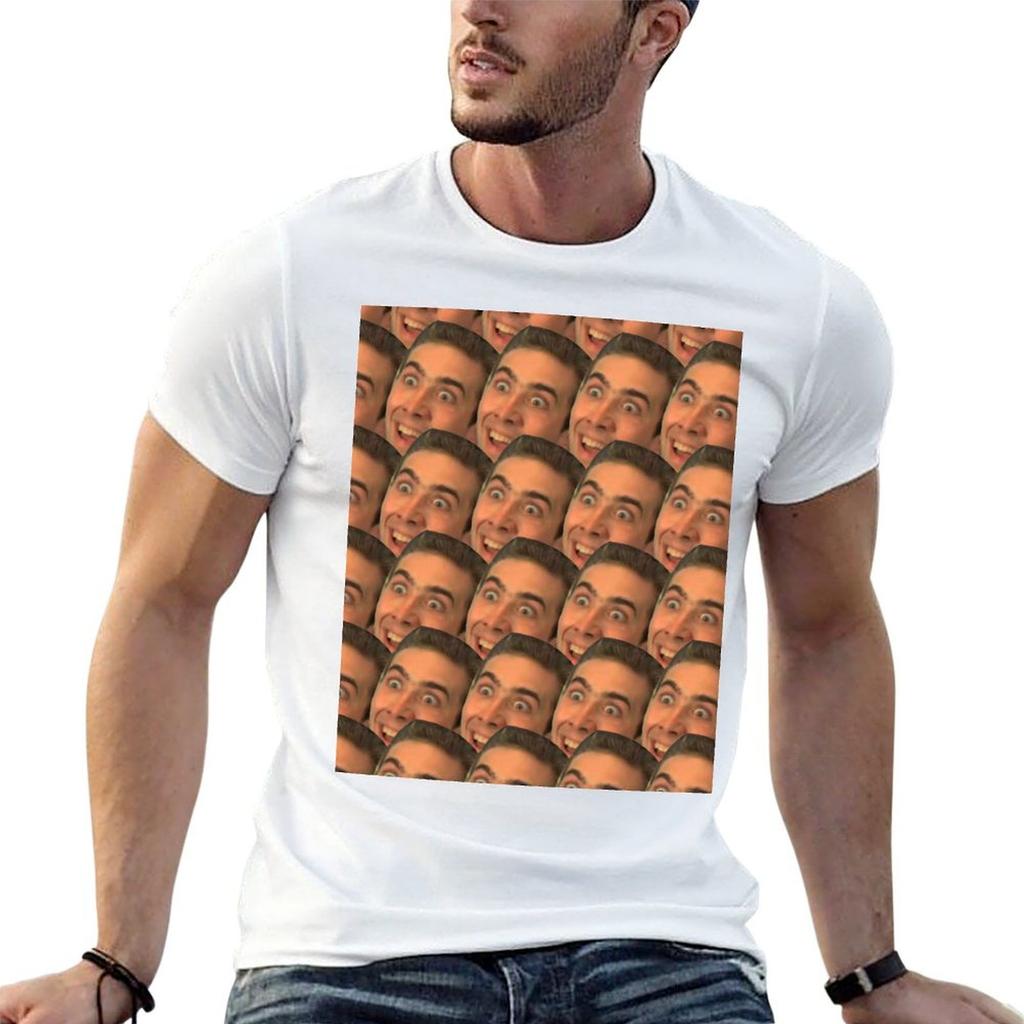 Meme Nicholas Cage - Hilarious Cage Pattern T-Shirt Plus Size Basic Short Sleeve Top