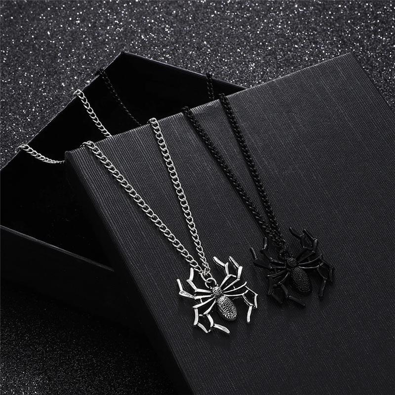 Spider Pendant Necklace Gothic Punk Jewelry Birthday Gift for Halloween & Daily Wear