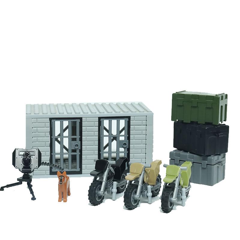 WK2 Militärbasis Moc Sentinel Turm Wachturm Gefängniskäfig Gebäude Modell Militärspielzeug Waffen Baustein DIY Junge Kind Geschenk