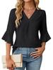 Women's Summer New Style  Sleeve Scoop Neck Ruffles Sleeve Chiffon Shirt for Women