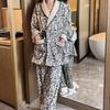 Women's Autumn and Winter Island Velvet Pajamas Set Cardigan Warm Thickened Suede New National Style Long Sleeves Trousers Loungewear