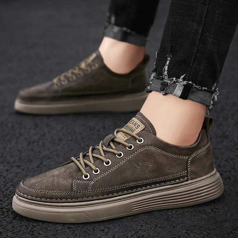 Klassische Herren-Sneakers, Plateau-Slipper, Freizeitschuhe für Herren, Leder-Sneakers, neue bequeme flache Schuhe, Frühlings-Herren-Loafer-Schuhe